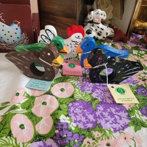 Handmade Wooden Duck/Chicken Napkin Rings - Assorted Colors